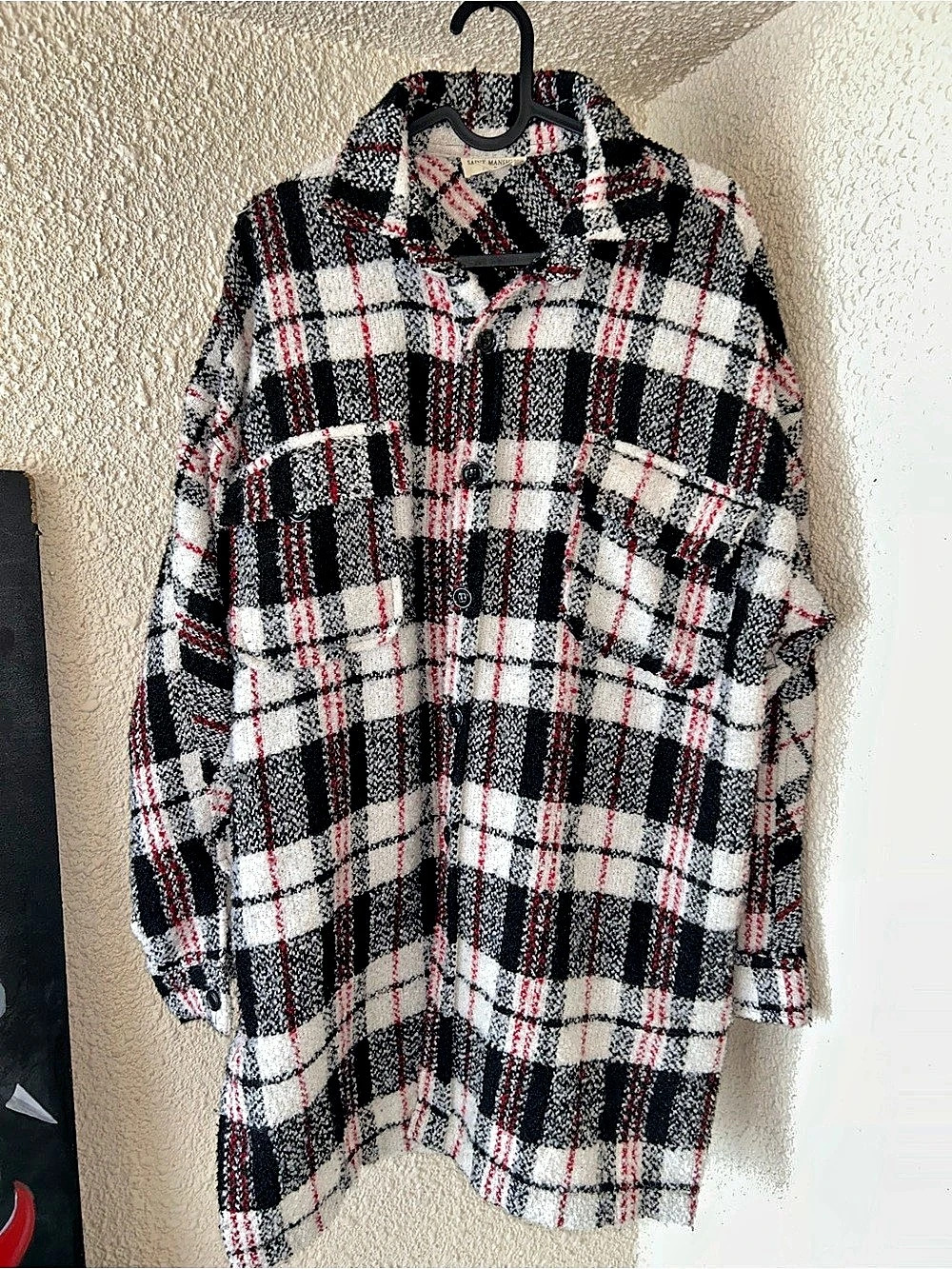 Saint Mansion Plaid Shirt Jacket in Black & White Like New